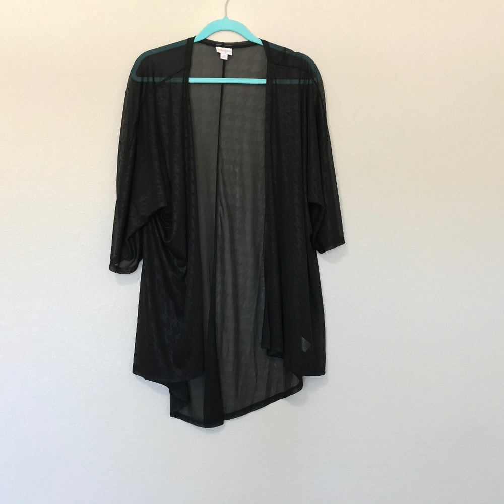 LulaRoe Women’s Sheer Black Houndstooth Cardigan M